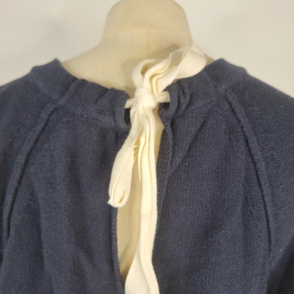 By Anthropologie Semi Crop Sweater Sz S Crewneck Balloon Sleeve Key Hole Back - Picture 3 of 6